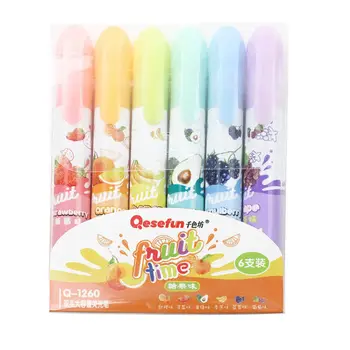 Meyve kokulu çift başlı vurgulayıcı kalem öğrenci öğrenme mark renk kalem seti ücretsiz kargo japon kırtasiye işaretleyici kalem