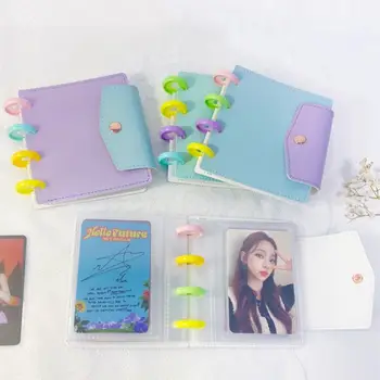 MINKYS Şeker Renk Mantar Delik PU 3 inç Kpop Photocards Albümü Toplamak Kitap Yıldız Chaser Albümü Küçük Kart Depolama Albümü