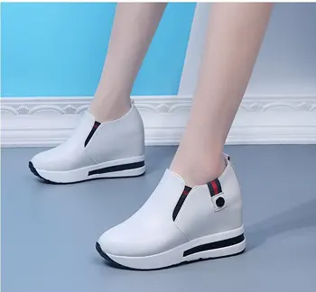 Moda ayakkabılar Kadın Sneakers İlkbahar Sonbahar Kadın Pu Düz Kalın Tabanlı ayakkabılar Çizmeler üzerinde Kayma Rahat Platform Artış Ayakkabı İçinde
