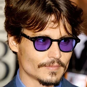 Moda Vintage Johnny Depp Stil Yuvarlak Güneş Gözlüğü Şeffaf Renkli Lens Marka Tasarım Parti Gösterisi güneş gözlüğü Oculos De Sol