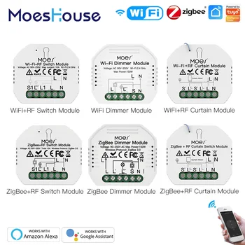 MoesHouse Akıllı ZigBee WiFi anahtar modülü Dimmer Perde Anahtarı Akıllı Yaşam App Uzaktan Kumanda Alexa Google Ev Ses Kontrolü