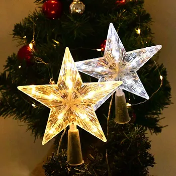 Noel ağacı Topper yıldız ışıkları noel ağacı LED yıldız gece lambası süsler noel festivali parti yeni yıl ev DIY süslemeleri