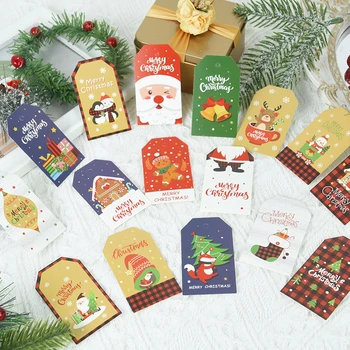 Noel Kraft Kağıt askılı etiketler Santa Kardan Adam Elk Noel Ağacı Mutlu noel hediyesi Etiketi Etiketleri Halat ile Yeni Yıl Ambalaj Malzemeleri