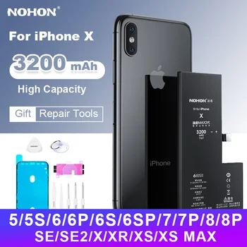NOHON Telefonu Pil için iPhone 7 8 Artı X XR XS MAX 6 6S 5 5S 4 4S Bateria iPhone SE için Pil 2020 Yüksek Kaliteli Piller