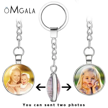 OMGALA DIY Çift Taraflı Kişiselleştirilmiş Özel Anahtarlıklar Bebek Aile Severler Fotoğraf Takvim Anahtarlıklar Anahtarlık Yüzük Tutucu Hediyeler için