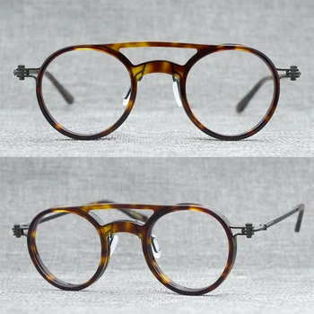 Orijinal Titanyum Optik Gözlük Tam Çerçeve Erkekler Ultralight Retro Yuvarlak Miyopi Reçete Gözlük Kadın Gözlük Pantos