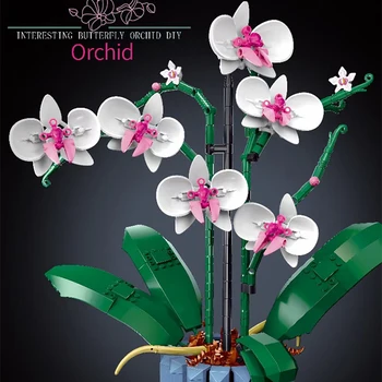 Orkide Çiçek Buketi 10311 Bitki Dekor Yapı Seti Yetişkinler için Bir Orkide Ekran Parça Ev veya Ofis için