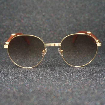 Oval Dekoratif Gözlük Adam Vintage Klasik Güneş Gözlüğü Erkekler Manda Boynuzu Ahşap Güneş Gözlüğü Erkekler için Geleneksel Dekorasyon Sunnies