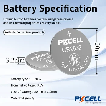 PKCELL CR2032 3V lityum düğme pil Para Pil 210mAh DL2032 2032 KCR2032 5004L İçin akıllı saat Hesap Makinesi