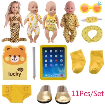 Promosyonlar!11 adet / takım oyuncak bebek giysileri Ayakkabı Mayolar Aksesuarları İçin 18 İnç Amerikan ve 43CM Reborn Bebek Yeni Doğan Bebek Ücretsiz Kargo
