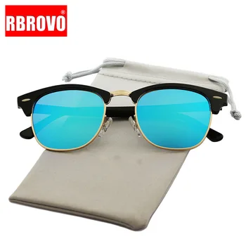 RBROVO Vintage Yarı Çerçevesiz Marka Tasarımcı Güneş Gözlüğü Kadın / Erkek Polarize UV400 Klasik Oculos De Sol Gafas Retro güneş gözlüğü