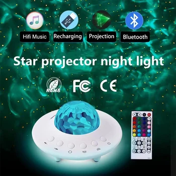 Renkli Değişen Yıldız Uzay Projektör Gece Lambası bluetooth hoparlör noel hediyesi Çocuk doğum günü veya Parti için