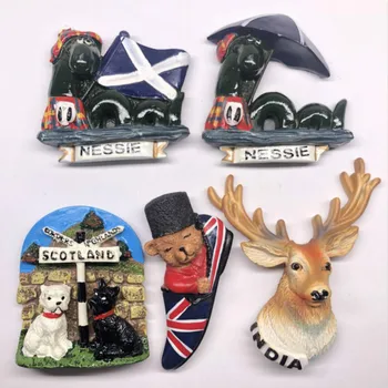 Reçine Buzdolabı Sticker Nessie İskoçya İngilizce Ayı Hindistan Hatıra Mıknatıs Taş Sticker buzdolabı mıknatısı