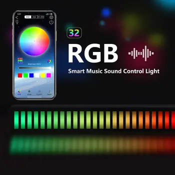 Ritim gece ışık çubuğu RGB ses kontrolü müzik ışıkları App kontrolü led ışık atmosfer ışığı araba oyun odası için masaüstü DJ stüdyo