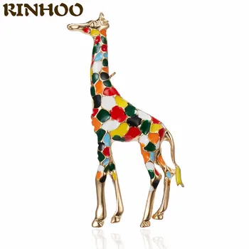RİNHOO Zarif Emaye Canlı Zürafa Noel Elk Broş Kadınlar için Sevimli Hayvan Geyik Broş Pin moda takı Yılbaşı Hediyeleri