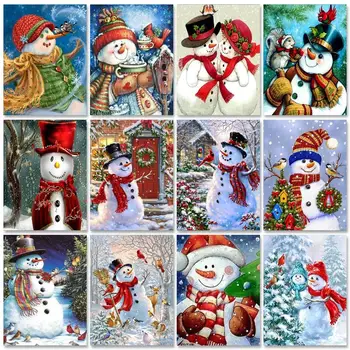 RUOPOTY 5D Elmas Boyama Çerçeve Ile Elmas Sanat Noel Kardan Adam Mozaik Nakış Ev Dekorları Dıy Hediye Süsleme