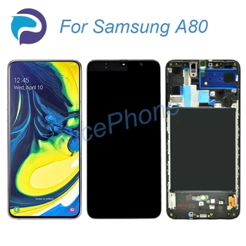 Samsung A80 lcd ekran 2400 * 1080 dokunmatik sayısallaştırıcı ekran takımı değiştirme çerçeve ile SM-A805F, SM-A8050 A80 lcd ekran