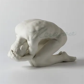 Seramik Çıplak Adam Sanat Heykeli Çıplak Erkek Figürleri Beyaz Figür Heykel Yaratıcı Zanaat BASİT Ev Dekor Aksesuarları Modern Hediye