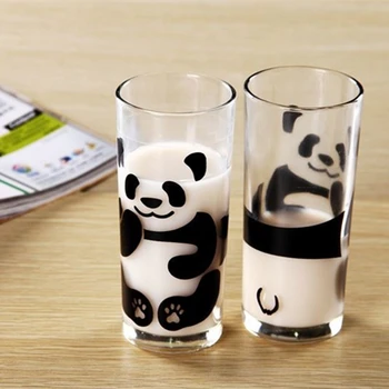 Sevimli Çin Panda Cam Yaratıcı çay şişesi Tek Şeffaf Kahve Fincanı Suyu Panda Kahvaltı süt kupası Züccaciye İçme
