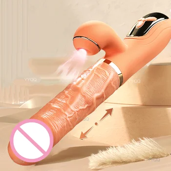 Silikon yapay Penis teleskopik vibratör kadın emme klitoris enayi G-spot stimülasyon titreşimli seks oyuncak Masturbator ısıtma yetişkin