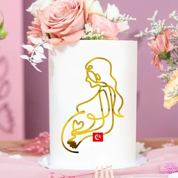 Soyut Yaratıcılık Anne Olmak Kek Toppers Altın Gül Altın anneler Günü Kek Toppers Hamile Kadın için Parti Kek Süslemeleri