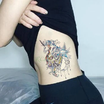 Su geçirmez Geçici Dövme Etiket unicorn ay tüy sahte dövme flaş dövme tatouage temporaire için büyük boy kız kadın erkek
