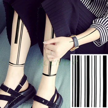 Su geçirmez Geçici Dövme Etiket şerit QR kod çizgi çizgi Sahte Dövme Flaş Dövme Arka bacak Karın Kol Kız Kadınlar için erkekler