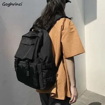 Sırt çantaları Kadın Katı Basit Tüm Maç Büyük Kapasiteli Okul Kitap çantaları Öğrenciler Harajuku Streetwear Kore Tarzı Unisex Günlük