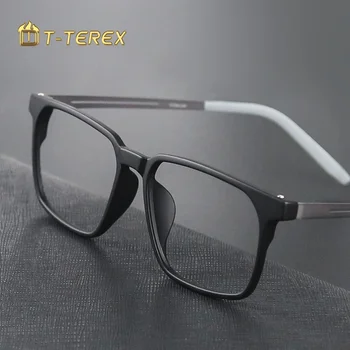 T-TEREX Optik Gözlük Çerçevesi Ultralight Kare Reçete Gözlük Plastik Titanyum TR90 Çerçeve Şeffaf Lens Erkekler Kadınlar İçin