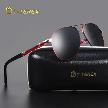 T-TEREX Polarize Güneş Gözlüğü Erkekler UV400 Parlama Önleyici Lens Metal Çerçeve Vintage Sürüş güneş gözlüğü Balıkçılık İçin