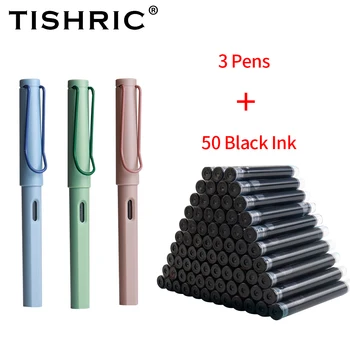 TISHRIC EF 0.38 mm Standart Adanmış Ofis 3 kalem+50 mürekkep Kalemler Değiştirilebilir Mürekkep Seti okul için kalem Ofis Kalemler Yazma Kaligrafi