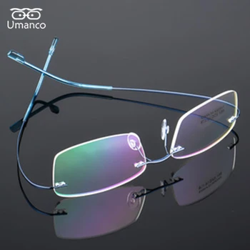 Ultralight Kare Çerçevesiz okuma gözlüğü Erkekler Kadınlar için FlexibleTitanium Metal Tapınaklar İş Presbiyopi Gözlük + 1.0~ + 4.0