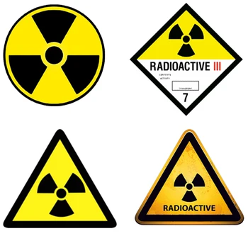 Uyarı Radyoaktif Yansıtıcı Araba Çıkartmaları 1 İla 8 Radyasyon Koruma Çıkartmaları Vinil PVC Motosiklet Çıkartması Su Geçirmez Güneş Koruyucu
