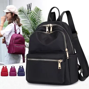 Vento Marea Siyah Kadın Sırt Çantası %2019 Naylon seyahat omuz çantası Yumuşak okul çantası Genç Kızlar İçin Düz Renk Kırmızı sırt çantası Çanta