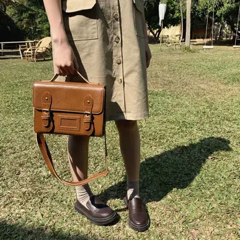 Vintage Kız Öğrenci Çanta PU Deri bayan postacı çantası Kadın Retro Büyük Kapasiteli omuz çantaları Kadın Çantası Tote Çanta