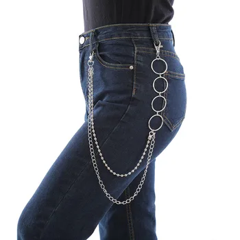 Vintage Uzun Metal Kaya Pantolon Hipster Pantolon Jean Anahtarlık Büyük Halka Püskül Anahtarlıklar Kadın Erkek Aksesuar Hediyeler