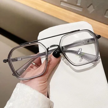 Vintage Çift Köprü Anti-mavi ışık Gözlük Kadınlar İçin Yeni Moda Marka Kare Bilgisayar Gözlüğü Shades Erkekler Gözlük Çerçevesi