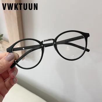 VWKTUUN Yuvarlak Gözlük Çerçeve Şeffaf Lens Gözlük Vintage Metal Miyopi Gözlük Çerçevesi Sahte Gözlük Öğrenci Optik Gözlük Çerçeveleri