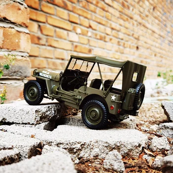 welly 1: 18 Willis Jeep Ordu Yeşil alaşım araba modeli simülasyon araba dekorasyon koleksiyonu hediye oyuncak döküm modeli çocuk oyuncak