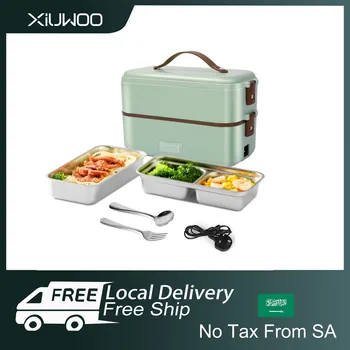 XİUWOO Elektrikli ısıtılabilir yemek kutusu, Kendi Kendine Pişirme Mini Pirinç Ocak, 2 Kat Vapur yemek kabı Ev Ofis Okul için Seyahat Aşçı