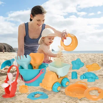 Yaz Yumuşak Plastik Bebek plaj oyuncakları Çocuklar Örgü Çanta Banyo Oyun Seti Plaj Parti Arabası Kova Kum Kalıpları Aracı Su Oyunu Oyuncaklar Hediyeler