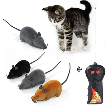 Yeni Fare Kedi Oyuncaklar Kablosuz RC Fareler Kedi Oyuncaklar Uzaktan Kumanda Yanlış Fare Yenilik RC Kedi Komik Oyun Fare Oyuncaklar Kediler için 8 Renk