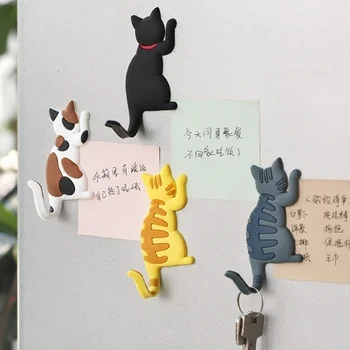 Yeni Moda Sevimli Yaratıcı Çok Fonksiyonlu Kedi Manyetik Duvar Montaj Kanca Buzdolabı Sticker Buzdolabı Mıknatısı Dekor Askı Tutucu Kanca