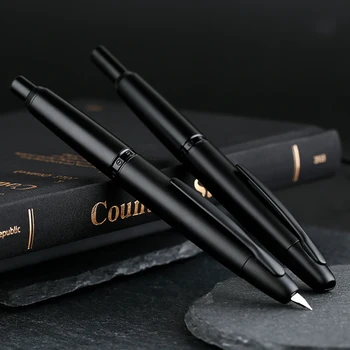 Yeni Varış MAJOHN A1 retro Mat Siyah Geri Çekilebilir dolma kalem 0.4 mm Ekstra İnce Ucu Basın Mürekkep Kalemler Yazma Kırtasiye