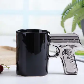 Yenilik Seramik Kahve Kupalar Silah Kupalar Tabanca Fincan için inanılmaz hediye, tabanca Süt çay bardağı Serin Kupa Hediye İçin Adam Baba Hediye