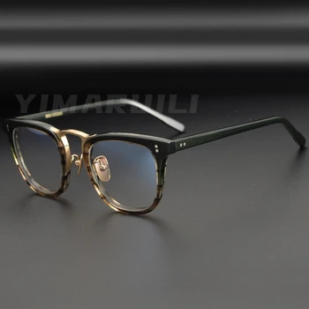 YIMARUILI Asetat Büyük Gözlük Çerçevesi Tasarımcı Kişilik Yüksek Kaliteli Optik Reçete Marka Gözlük Çerçevesi Erkekler Y001