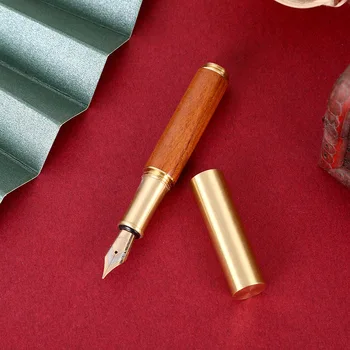 Zarif Tasarlanmış Taşınabilir Cep Vintage Mini ruj kalemi Pirinç katı ahşap Malzemeler Kırtasiye Hediyeler Ofis Malzemeleri