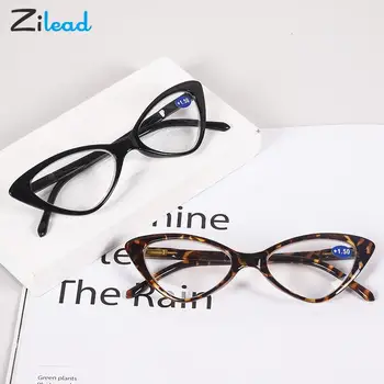 Zilead Moda Kedi Gözler okuma gözlüğü Ultralight Küçük Çerçeve Şeffaf Lens Presbiyopik Gözlük Kadınlar ve Erkekler İçin Diopters + 1.0 ila + 4.0