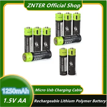 ZNTER 2550mwh 1.5 V USB AA 1250 mAh Li-polimer Li-po Usb Şarj Edilebilir Lityum li-İon pil Usb 2 Saat Hızlı Şarj Damla nakliye