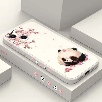 Çiçek Panda Telefon Kılıfı için iPhone 14 13 12 11 Pro Max Mini X XR XS MAX SE2020 8 7 Artı 6 6S Artı Kapak